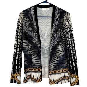 Christina animal print open cardigan chain detail knit mobwife sweater L​